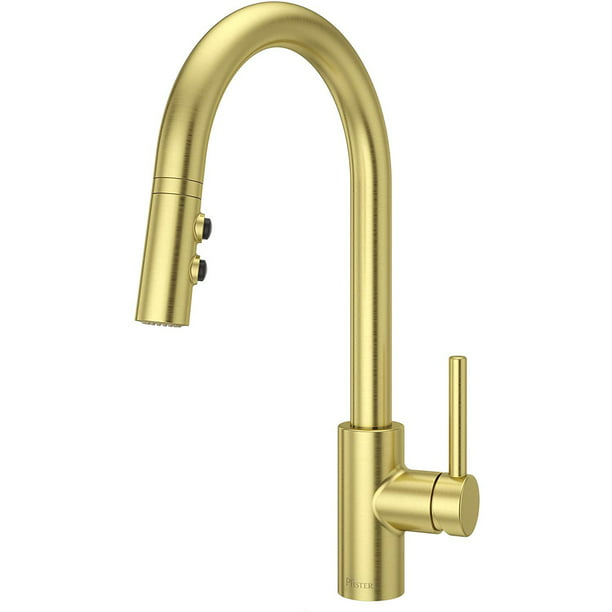 New Brushed Gold Kitchen Faucet Pull Out Brass Swivel Mixer Tap Single Handle 